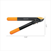 Fiskars 1077513 PowerGear Titanium Compound-Action Bypass Lopper, 15 in, Black and Orange