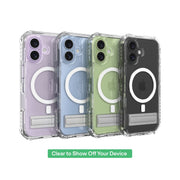 onn Rugged MagSafe Compatible Phone Case with Kickstand, Clear, for iPhone 17 and iPhone 17 Pro Max