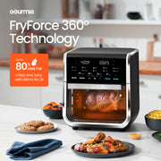 Gourmia GAF1290S All-in-One 14-Quart Air Fryer, Oven, Rotisserie, Dehydrator with Temperature Probe, Stainless Steel