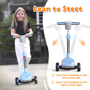 SIMATE Kids Electric Scooter with 3 Adjustable Handlebar Heights, LED Light-Up Wheels, LCD Screen, Thumb Accelerator, 5 mph Speed, Blue, D3