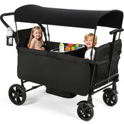 Vomeast Wagon Stroller, Spacious 2-Seater with Adjustable Canopy, 5-Point Harness, Foldable Cargo Mode, Black