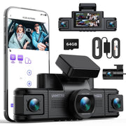 TOGUARD 4 Channel Dash Cam 360 Degree Car Camera, Dashcam Front Rear Inside for Car with 3