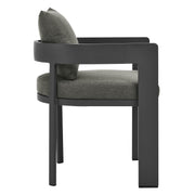 Modway Tahoe Outdoor Dining Chair, Powder-Coated Aluminum Frame, Weather-Resistant Gray Charcoal Cushions, Removable Foam Padding, Open Curved Back, 23 in, EEI-7053GRYCHA
