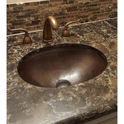 ECOSINKS BOU-1713BC Oval Handmade Solid Copper Undermount Sink, Aged Copper