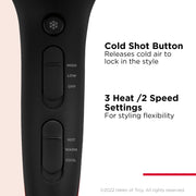 Revlon RVDR5317 Smoothstay Coconut Oil-Infused Ceramic Hair Dryer, Black