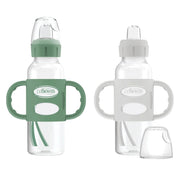 Dr. Brown's Milestones Narrow Sippy Spout Baby Bottle with 100% Silicone Handles, Soft Spout, 8oz, 2 Pack, Black & Ecru, BPA Free, 6m+