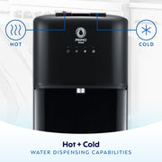 Primo Water 601391 Bottom Load Classic Hot and Cold Water Dispenser, Black Stainless Steel, High Dispensing Area