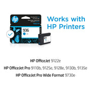 HP 936 Original Ink Cartridge, Cyan