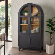 Better Homes & Gardens Juliet Kitchen Rounded Solid Wood Frame Arc Cabinet, Black Finish