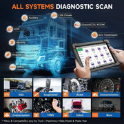 Ancel X7 HD Heavy Duty Truck Diagnostic Tool, 10-Inch Android Tablet, 40+ Reset Functions, DPF Regeneration, ECU Coding, Wireless Bluetooth and Wi-Fi, Compatible with Cummins and Detroit Trucks