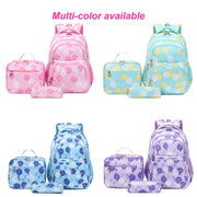 Forestfish Teen Backpack Set with Daisy Print, Water-Resistant Nylon, Includes Insulated Lunch Bag and Pencil Case, Large Blue School Bag