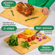 Greener Chef 20 Inch XL Bamboo Cutting Board, Extra Large Organic Bamboo Butcher Block with Deep Juice Grooves, Single Tone, 1250XL3-ST