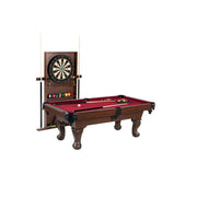 Barrington BL090Y19014 Billiards Ball and Claw Leg Pool Table With Cue Rack And Dartboard, Burgundy