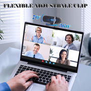 RONY 1080P HD Computer Webcam with Microphone, USB Streaming Camera, Noise Reduction, 90 Field of View, 360 Rotation, Black Q4