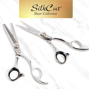 Olivia Garden SilkCut Professional Hairdressing Barber Kit XL, 7-Inch Shear and 6-Inch Thinner, Stainless Steel, Satin Finish, Silver, 640-SKCXL