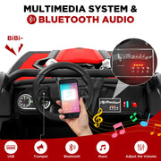 Wisairt 24V 4WD Ride On Car, Two-Seater, Remote Control, Bluetooth Music, LED Lights, 3 Speeds, Blue and Red