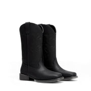 Dream Pairs Women's Cowboy Boots, Mid Calf, Wide Square Toe, Embroidered Black, 1.38-Inch Block Heel