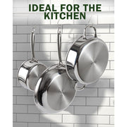 Cook N Home 4 Quart Tri-Ply Clad Stainless Steel Saute Pan with Lid, 10.5 Inch, Induction Compatible, Oven Safe, 02806