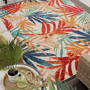 Tayse Oasis Indoor Outdoor Area Rug, Multi-Color Tropical Floral Design, Polypropylene, 5 ft 3 in x 7 ft 3 in, OAS1001 5x7