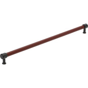 Signature Hardware Lazzara 24 Inch Center to Center Brown Leather Cabinet Hardware Pull Matte Black 954067-24