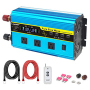 LVYUAN F-2000P 2000W Pure Sine Wave Power Inverter DC 12V to AC 110V Converter, Blue