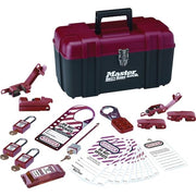 Master Lock Portable Lockout Kit, 14-Piece Electrical Safety Set with 4 Thermoplastic Padlocks, Red, 1457E410KA