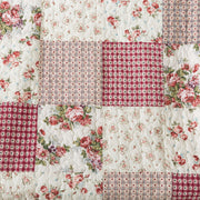 SLPR Cotton Quilted Throw Blanket, Country Roses Patchwork Floral Design, Pink, 50 in x 60 in