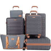 Amalodie 25201-6 DARK GREY 29.53 in Adult 6-Piece Hardside Checked Luggage, Gray