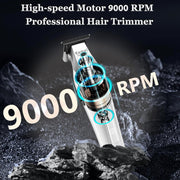 KEMEI Hair & Beard Trimmer for Men, 9000 RPM Motor, Zero-Gapped Ceramic and DLC Blades, Full Metal Body, LCD Display, USB Type-C Charging, 120-Minute Runtime, 3023-702