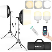 Emart 16x16 Softbox Photography Lighting Kit, 50W Dimmable LED Panels, Adjustable 3000K-6000K Color Temperature, Remote and App Control, 2 Pack