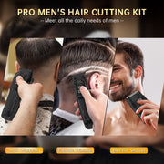 Cshidworld PCTE002BL Professional Hair Clipper Set for Men, 3-in-1 Cordless Beard Trimmer and Electric Shaver, 7000Rpm Motor, IPX6 Waterproof, LED Display, Black,