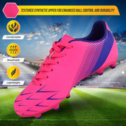 Vizari Ranger Youth Firm Ground Soccer Cleats, Durable Synthetic Upper, Lightweight Comfort, Pink/Purple, Sizes Toddler to Big Kids