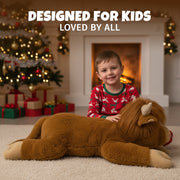 Ready To Hug Jumbo Highland Cow Plush Toy, 40-Inch, Ultra-Soft Shaggy Fur, Brown