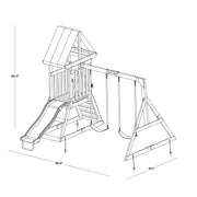 Sportspower WP-719 My First Wood Swing Set with 2 Swings, Rock Climber & 6' Double Wall Slide, Brown