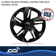 Coast2Coast Automotive Wheel Cover, Music-Inspired Black Gloss Plastic, 16 Inch, Set of 4, IWC54116BLK