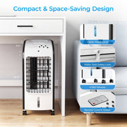 RUIE Portable Evaporative Air Cooler 3-in-1 Fan Humidifier with 4L Water Tank, Ice Packs, Remote Control, Oscillation, Timer, Wheels, LFJDLA0168