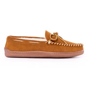 Minnetonka Moccasin Pile-Lined Hardsole Mocs for Men - Brown - 8M