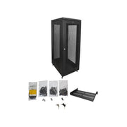 StarTech 24U Server Rack Cabinet, Adjustable Depth 1.8 to 29.8 in, Lockable Mesh Doors, Steel Mesh Front and Rear, 992 lb Capacity, Black, RK2433BKM