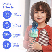 Move2Play Kids Karaoke Microphone, Bluetooth, 15 Pre-Loaded Nursery Rhymes, Four Voice Effects, Rechargeable Battery, Portable, Ages 2+