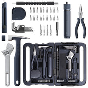 HOTO 40-Piece Household Tool Kit with LED Electric Screwdriver, 3 Torque Modes, Premium S2 Steel Bits, Non-Slip Grip, Portable Case, QWGJB003