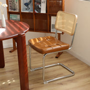 JXXRZ Rattan Dining Chairs Set of 2, Mid Century Modern Kitchen Side Chairs, Faux Leather Upholstered, Brown, WALJXXRZ250814