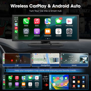 Lamtto 10.25 Wireless CarPlay Android Auto Car Stereo w/Built-in Video Apps, 720P Backup Camera, Black