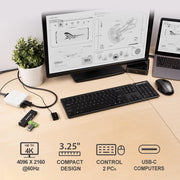 IOGEAR 2-Port USB-C KVM Switch with 4K DisplayPort Output, 4096x2160 60Hz, Plug-and-Play, USB-C Cables Included, Remote Push Button, GCS72CC