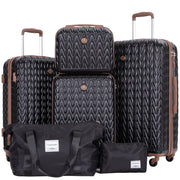 Travelhouse 6 Piece Hardside Luggage Set with TSA Locks, Spinner Wheels, Duffel Bag, Black