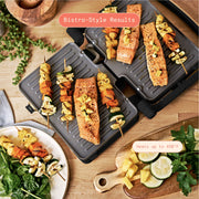 Beautiful 2-in-1 Panini Press & Grill with Detachable Ceramic Plates, 1200W, Adjustable Temperature, Black Sesame, 19988