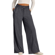 Women's Casual Wide Leg Sweatpants, Solid Color Drawstring Lounge Pants with Elastic Waist, Comfy Relaxed Fit Joggers for Daily Wear, Cozy Soft Fleece Athletic Loungewear