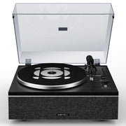 Qlearsoul ONE-S Vinyl Record Player with Bluetooth Input/Output, Built-In Speakers, Phono Preamp, DSP Technology, Walnut Wood Grain