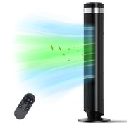 SHOUFTW 36 Inch Tower Fan, Bladeless, Oscillating 64, 5 Speeds, 4 Modes, Remote Control, Quiet Operation, Black, TS-35IN