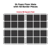FitRx 9060 Pro Mat Exercise Mat, 24-Pack Puzzle Mat Foam Floor Tiles for Home Gym EVA Foam Mat, 1/2 in., 96 sq. ft., 14lbs Total