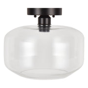 Better Homes & Gardens BHS336179061017  Semi Flush Ceiling Light, Matte Black Finish, Clear Glass Shade, 12 in, Dimmable LED Bulb Included